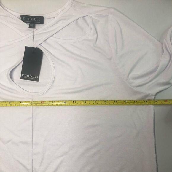 Eloquii Plus Size Crossover Cutout Neckline Top NWT White Size 22/24 - Picture 9 of 9